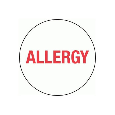 Label Removable 24mm Circle Allergy (Red)  (1000/roll)
