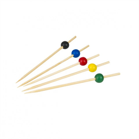 Bamboo Skewer Assorted Coloured Balls 125mm BAMBOO DESIGN EN BOUCHE 