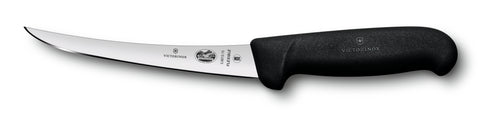 VICTORINOX Boning Knife, Flexible Narrow Curved Blade, 12cm - Black Handle