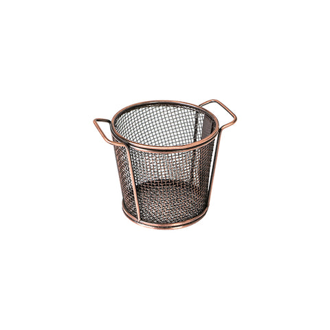 Service Basket Stainless Steel Round 80x90mm with 2 Handles ANTIQUE COPPER MODA Brooklyn