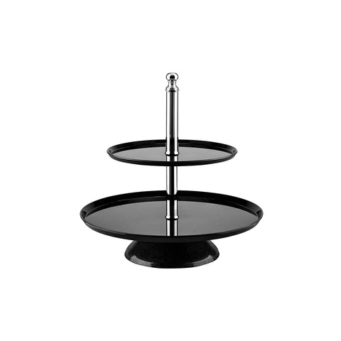 Round Stand 2 Tier 250/350mm 370mm H BLACK POLYCARBONATE ALKAN ZICCO 