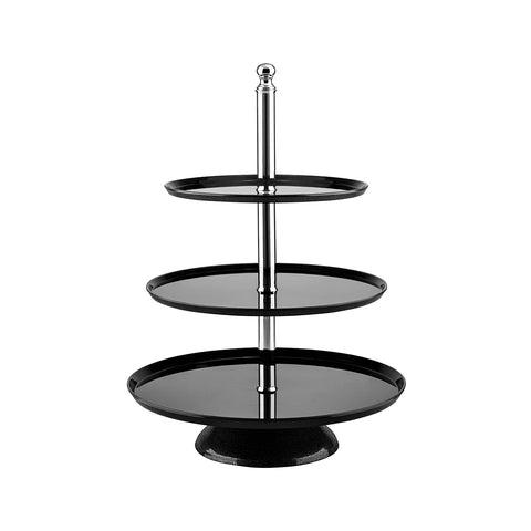 Round Stand 3 Tier 250/300/350mm d 37Cm H BLACK POLYCARBONATE ALKAN ZICCO 