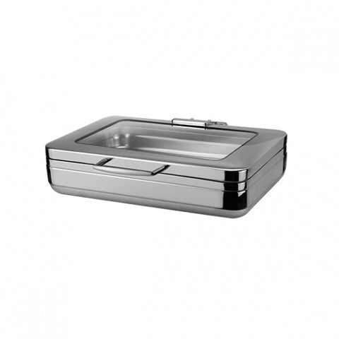 Induction Chafer 18/10 Rectangle 1/1 Size GLASS LID ATHENA Prince