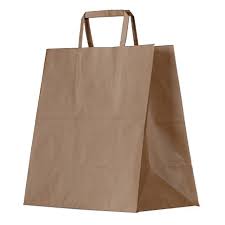 Brown Kraft Paper Bag with Flat Handle - Large