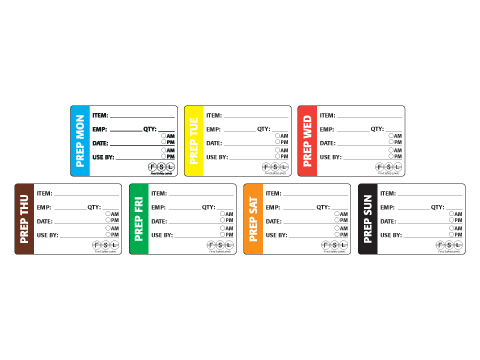 Food Prep Labels Removable + Colour coded 7 Day Pack