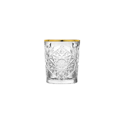 Double Old Fashioned Tumbler 355ml W/GOLD RIM LIBBEY Hobstar