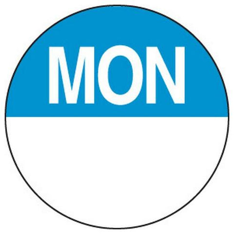 Label Removable 24mm Round Monday x1000 Blue