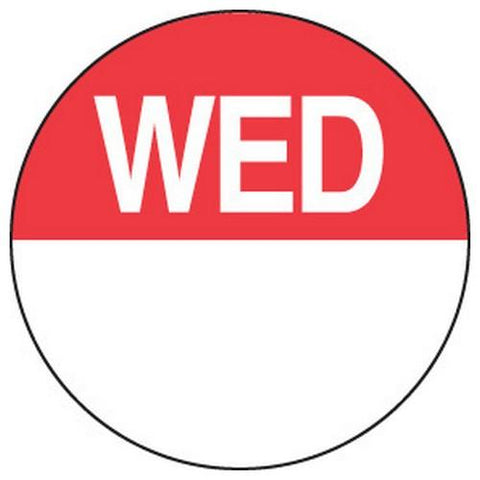 Label Removable 24mm Round Wednesday x1000 Red