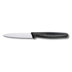 Victorinox Paring Knife Pointed Tip Serrated 8cm - Black