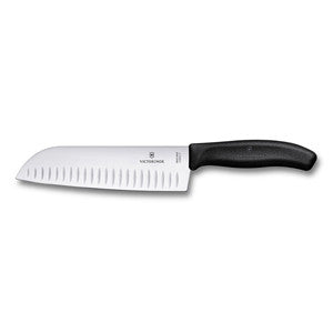 Victorinox Swiss Classic Santoku Knife Fluted Edge 17cm - Black