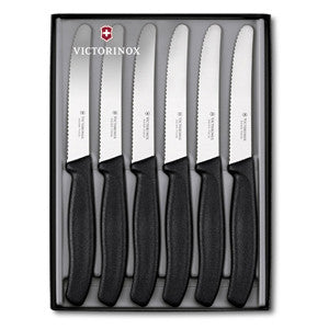 Victorinox Swiss Classic Steak Knife 6pc Set Round Tip 11cm - Black