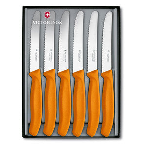 Victorinox Swiss Classic Steak Knife 6pc Set Round Tip 11cm - Orange