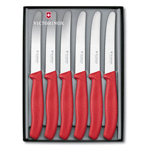 Victorinox Swiss Classic Steak Knife 6pc Set Round Tip 11cm - Red