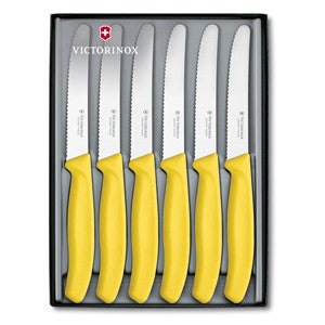 Victorinox Swiss Classic Steak Knife 6pc Set Round Tip 11cm - Yellow